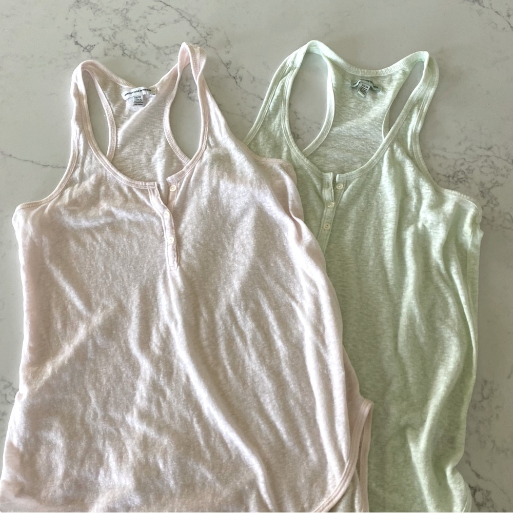 American Eagle tanks, pink & green